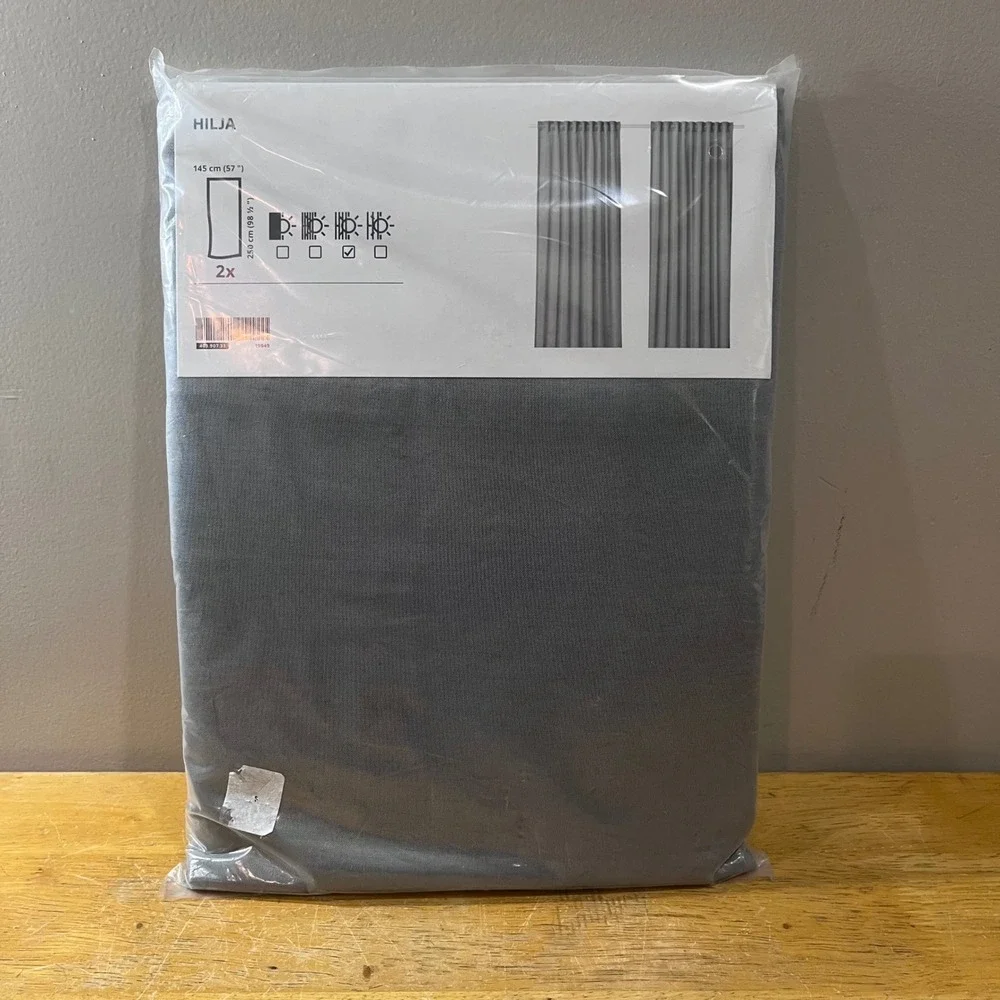 IKEA‎ Hilja Gray Curtains 1 Pair 2 Panels 57x98.5 Light Filtering 403.907.33 NEW